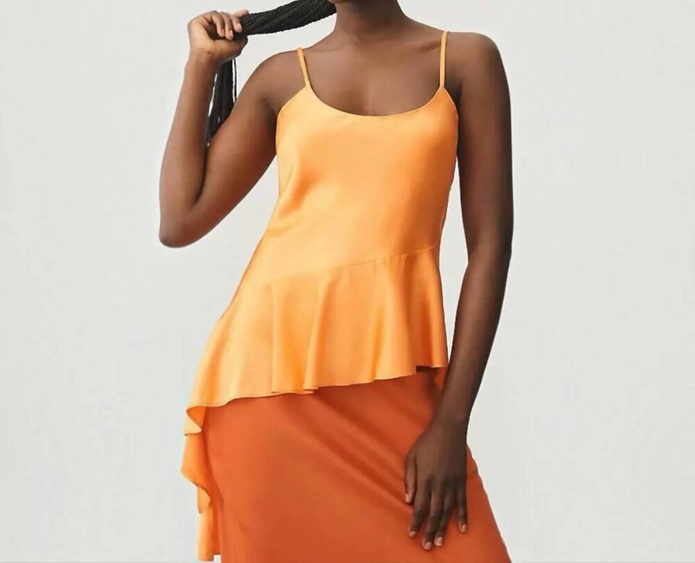 NEW HUTCH asymmetrical longline tank top in cantaloupe